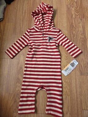 Atlanta Falcons Baby Romper 3-6M Team Logo NWT NFL Red White Stripes